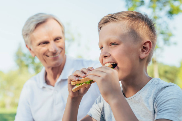 child eating sandwich - Photo, Image