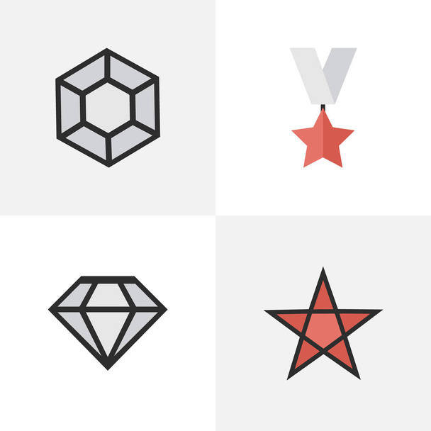 Vector Illustration Set of Simple Trophy Icons (en inglés). Elementos Primero, Trofeo, Brillante Y Otros Sinónimos Precioso, Brillante Y Estrella
. - Vector, Imagen