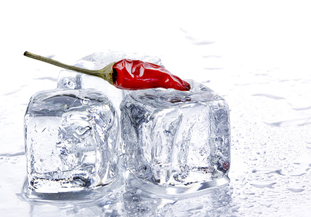 červenou paprikou a kostky ledu - Fotografie, Obrázek
