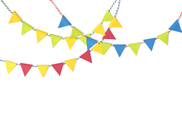 Colorful bunting paper cut on white background - isolated - Photo, Image