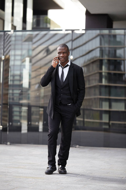 Confident black businessman outdoor - Photo, Image