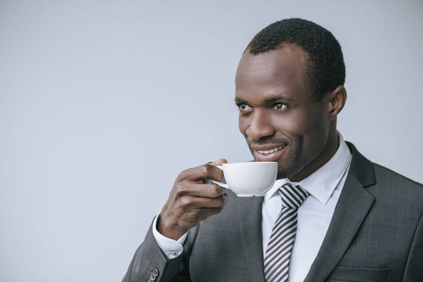 african american businessman with coffee cup - Fotoğraf, Görsel