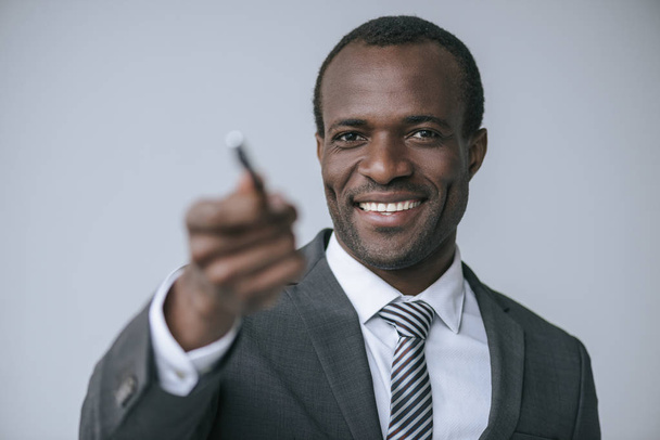 african american businessman with pen - Foto, Imagem
