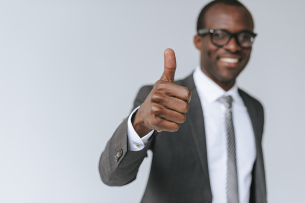 african american businessman showing thumb up - Photo, Image