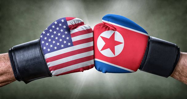 ein Boxkampf zwischen den USA und Nordkorea - Foto, Bild