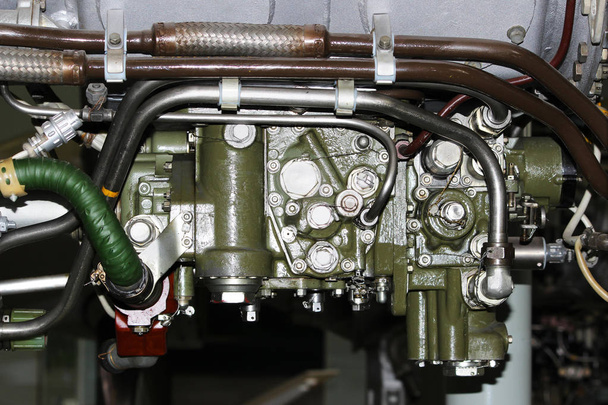 the internal structure of the aircraft engine, army aviation, military aircraft and aerospace industry - Photo, Image