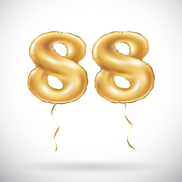 vector Golden number 88 eighty eight metallic balloon. Party decoration golden balloons. Anniversary sign for happy holiday, celebration, birthday, carnival, new year. - Wektor, obraz