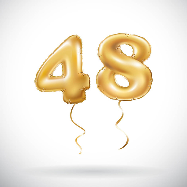 vector Golden number 48 forty eight metallic balloon. Party decoration golden balloons. Anniversary sign for happy holiday, celebration, birthday, carnival, new year. - Вектор,изображение