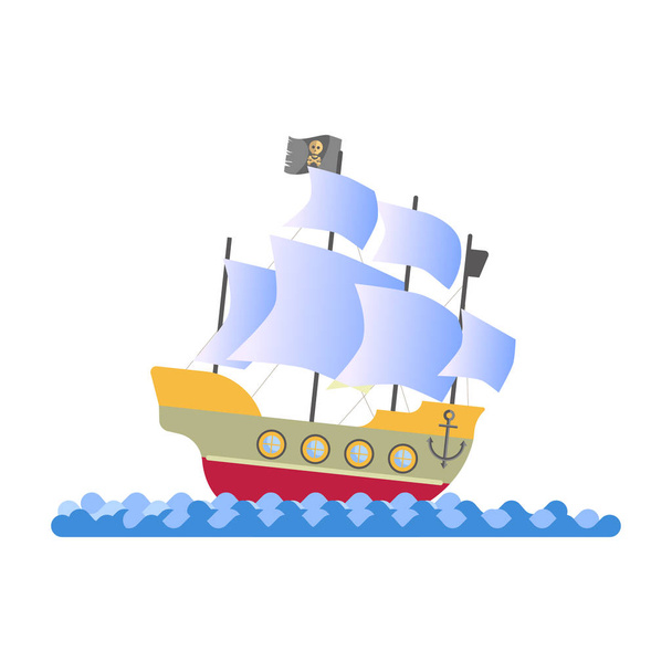 Πειρατικό καράβι με πανιά λευκό - Διάνυσμα, εικόνα