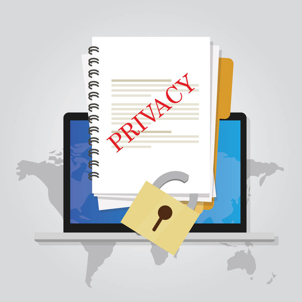 privacy online document locked data security protection - Vector, Image