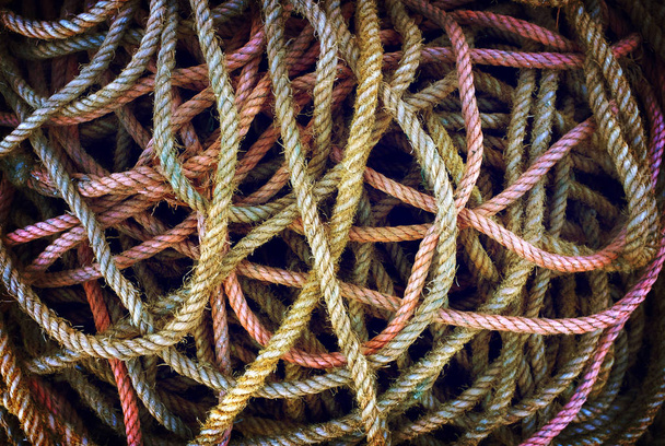 worn fishing ropes - Photo, Image