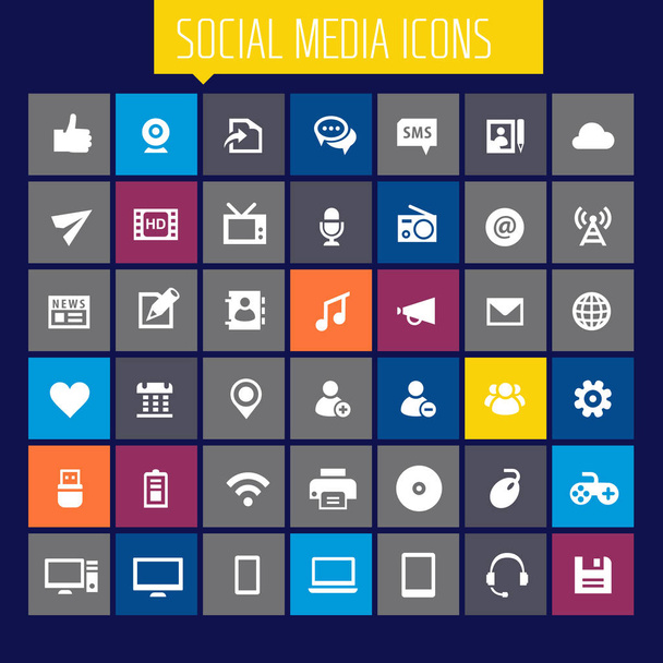 zestaw ikon mediów społecznościowych - Wektor, obraz