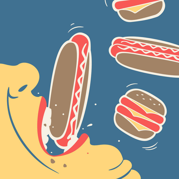 L'homme mange Fast Food Illustration vectorielle
 - Vecteur, image