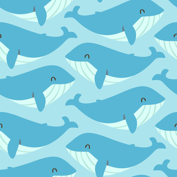 vector blue whale seamless pattern - Vetor, Imagem