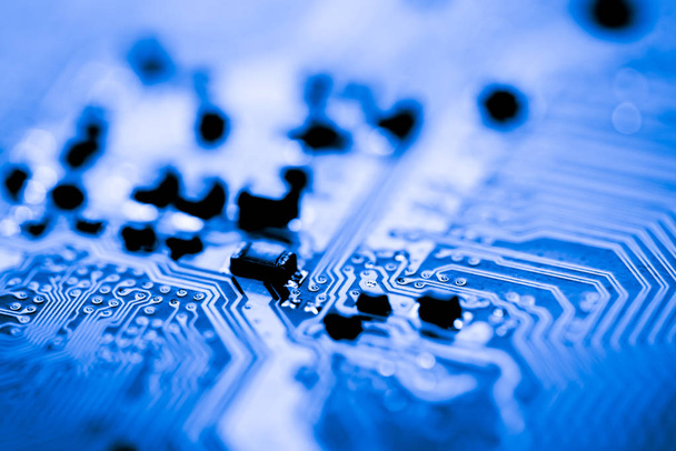 Resumen, primer plano de Circuitos Electrónicos en Tecnología Mainboard fondo de la computadora. (placa lógica, placa base de la CPU, placa principal, placa del sistema, mobo
) - Foto, imagen
