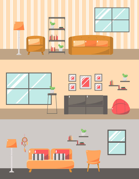 Interior of House. Living Room with Furniture.  - Vector, Image