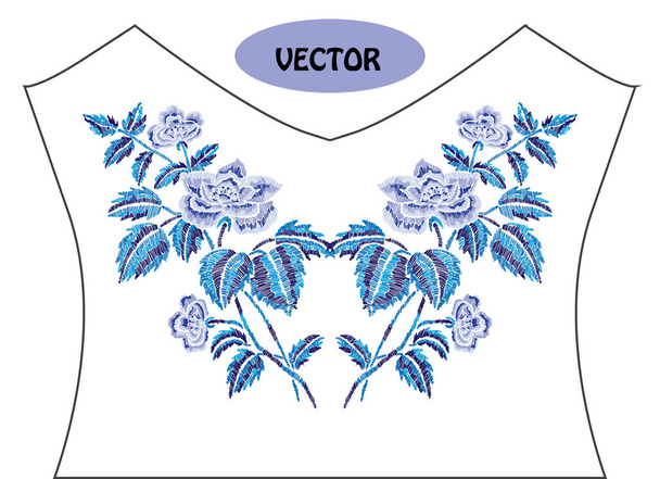 embroidery floral bouquet - Vector, imagen