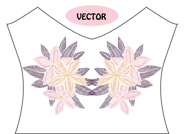 embroidery floral bouquet - Vecteur, image