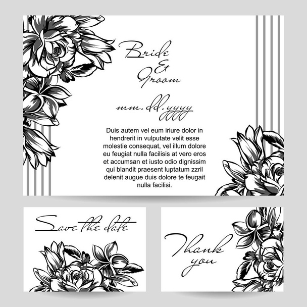 Vintage floral invitation cards - Διάνυσμα, εικόνα
