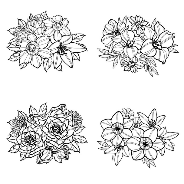 Set of floral bouquets - Vektor, kép
