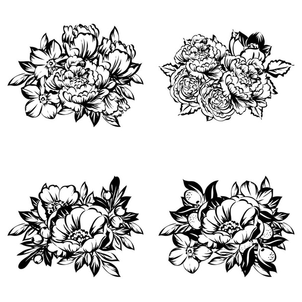 Set of floral bouquets - Vektor, Bild