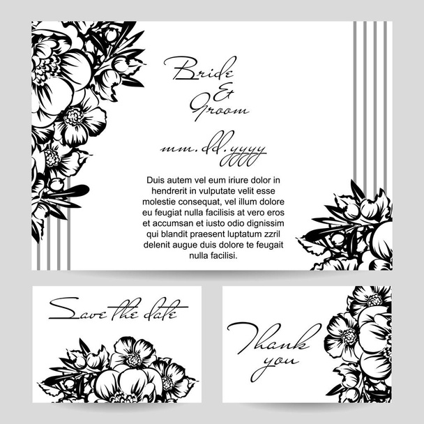 Vintage floral invitation cards - Vector, Imagen