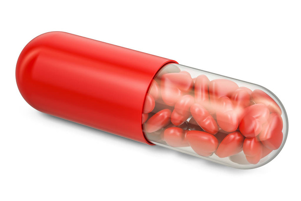capsule with hearts inside, 3D rendering  - Photo, image