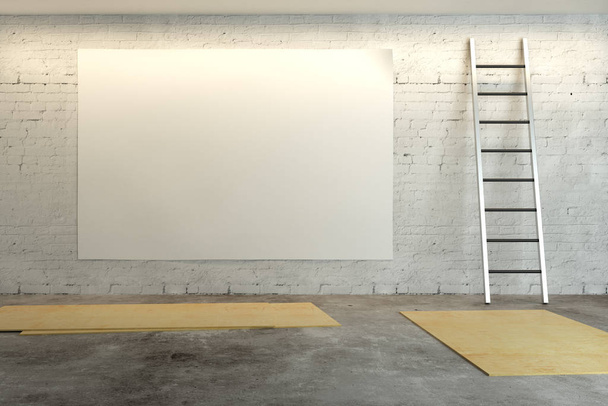 Room with ladder and empty poster - Valokuva, kuva