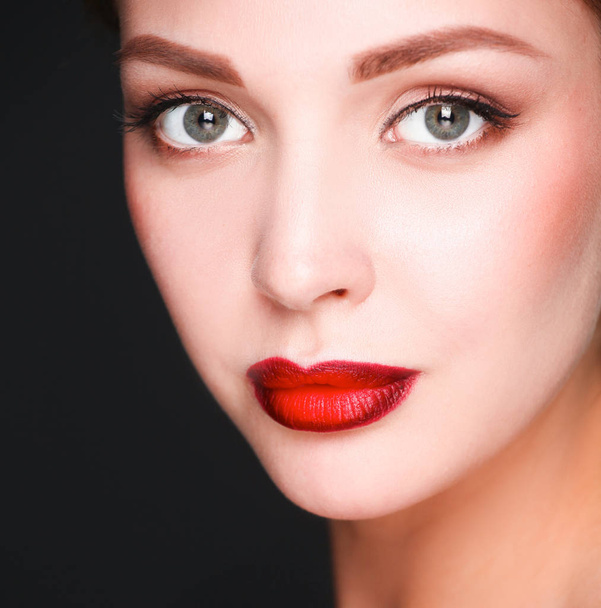 Close up portrait of beautiful young woman face - Fotó, kép