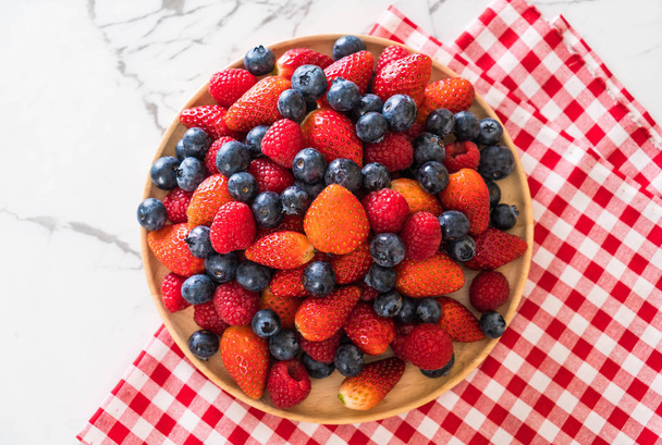 fresh blueberry, strawberry and rasberry  - Fotó, kép
