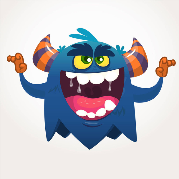 Angry cartoon black monster. Yelling angry monster expression. Halloween vector illustration - Vettoriali, immagini