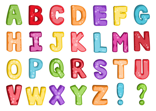 Vektor stilizált színes betűtípus és ábécé - Vektor, kép