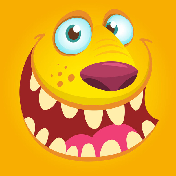 Halloween illustration goblin or troll. Vector illustration of furry monster face avatar - Vetor, Imagem