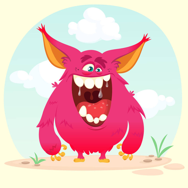 Cartoon angry monster. Vector illustration isolated on simple background - Vetor, Imagem