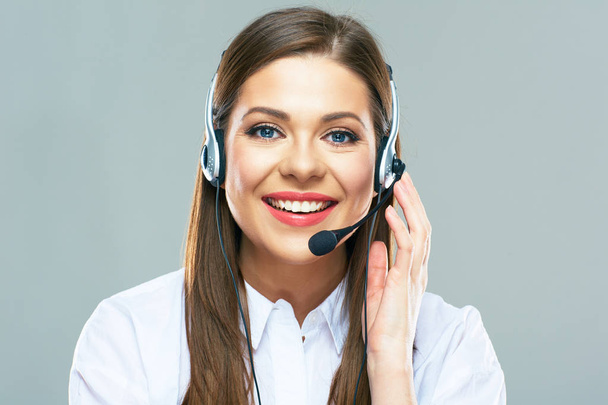 Business consultant woman in headphones  - Zdjęcie, obraz