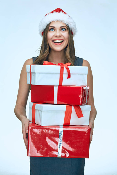 happy woman with christmas fift box.  - Foto, immagini