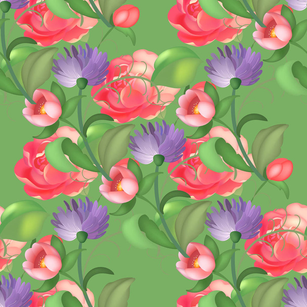 Seamless rose pattern. Vector illustration - Vector, imagen