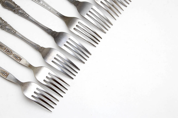 Diner fork on white background - Photo, Image