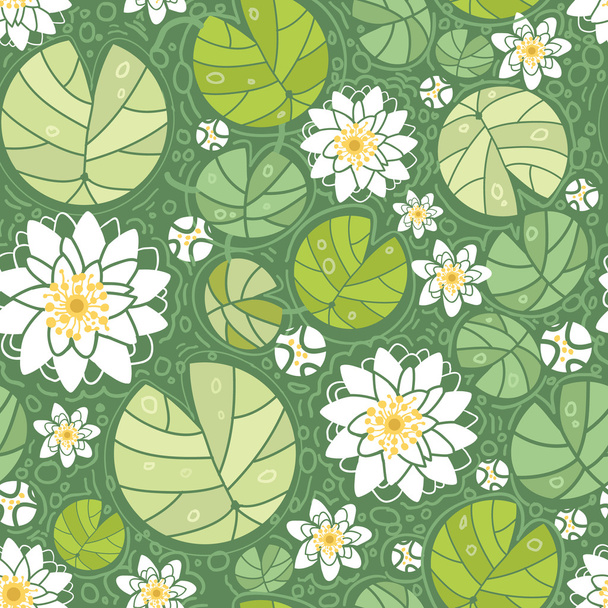 Water lillies seamless pattern background - Διάνυσμα, εικόνα