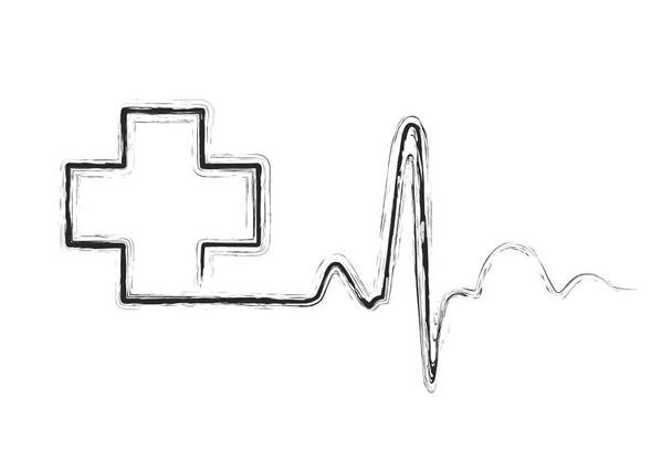 Знак сердцебиения и медицинский крест. Векторная иллюстрация
. - Вектор,изображение