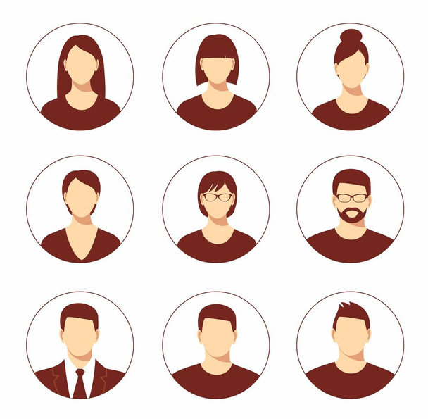 Ensemble d'icônes de profil Avatar comprenant hommes et femmes. - Vecteur, image