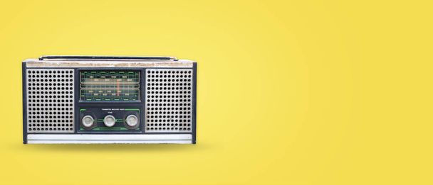 Vintage radio on pastel color background - Photo, Image