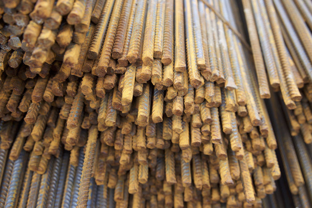 Reinforcing bars with a periodic profile in the packs are stored in the metal products warehouse, Russia - Фото, зображення