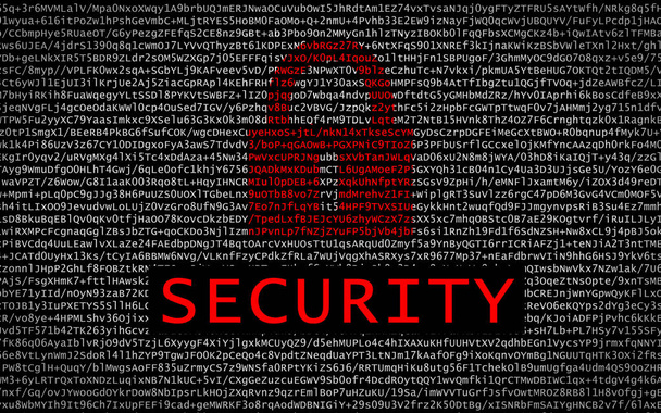 Biztonsági szöveg titkosított szöveg felett piros zárral - Fotó, kép