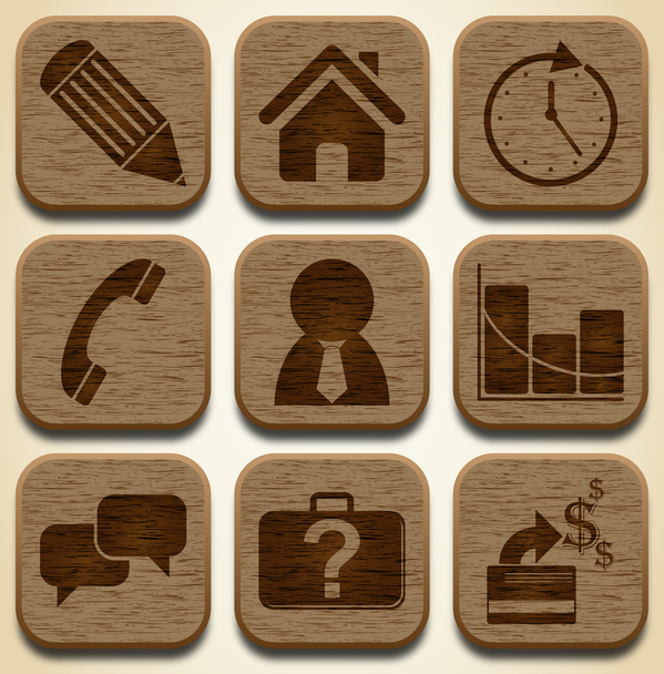 Business-Ikonen aus Holz - Vektor, Bild