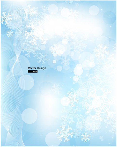 Abstract Christmas card with white snowflakes and lights - Vektori, kuva