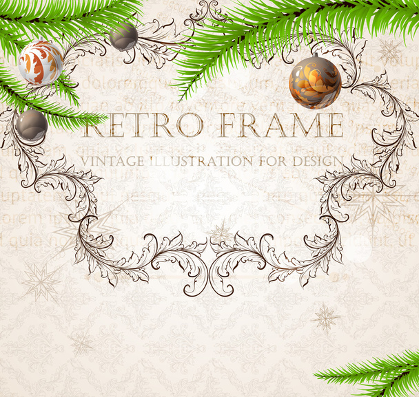 Weihnachten Hintergrund mit Christbaumkugeln und Weihnachtsbaum - Vektor, Bild