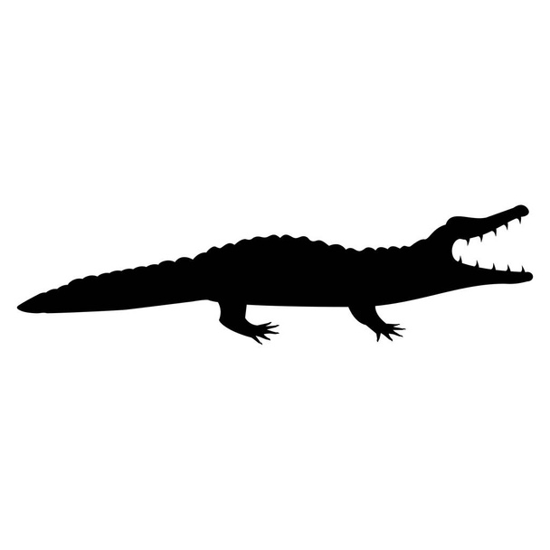 Silhueta de um crocodilo com uma boca de dentes aberta
 - Vetor, Imagem