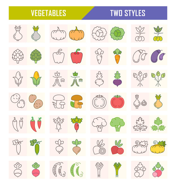 Establecer ilustración vectorial de verduras sobre fondo blanco
 - Vector, Imagen