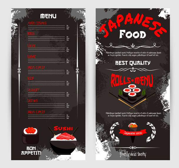 Vector price menu for Japanese sushi restaurant - Vector, Image